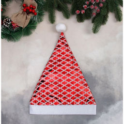 Цена за 2 шт. Колпак новогодний Сеточка зигзаг 28х36 см, красный - Зимнее волшебство фото 2