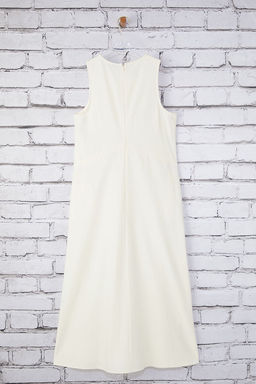 Trendyolmilla Kahverengi Keten Kar?s?ml? Duz Kesim Dikis ve Cep Detayl? Midi Dokuma Elbise TWOSS25EL00652 фото 8