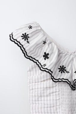 TOP RAYAS BORDADOS / Negro / Crudo - Zara фото 5