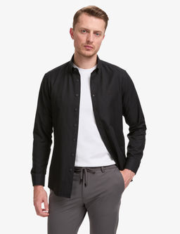 Siyah Oxford Slim Fit Kolay _t_lenebilir G_mlek