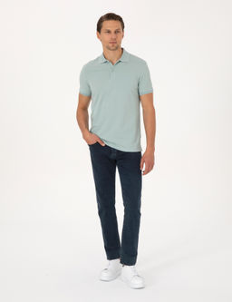 Koyu Mint Slim Fit %100 Pamuk K_vr_lmaz Polo Yaka Basic Ti__rt
