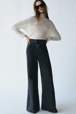 ZW COLLECTION HIGH-WAIST FLARED STRIPED JEANS - Zara фото 8