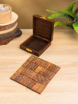 Настольная игра «Домино», 11×11.5×4 см, дерево шишам, латунь