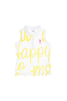 Белая футболка с воротником-поло для девочек