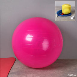 Мяч гимнастический 65см / FB65-PN / насос + игла / Розовый / уп 30 шт