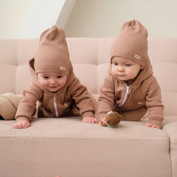 Комбинезон с капюшоном Крошка, Я BASIC LINE, рост 68-74 см, коричневый - Крошка я фото 3