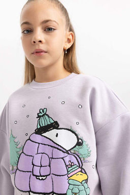 Мягкий толстый свитшот Snoopy с круглым вырезом для девочек - Defacto фото 5
