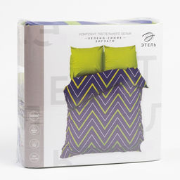 Постельное бельё Этель 2 сп Зелёно-синие зигзаги 175х215, 200х220, 70х70-2 шт  фото 4