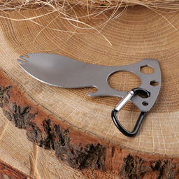 Мультитул туристический «Вилка-ложка» с карабином, 10 см