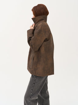 Пиджак из экокожи "Винтажный коричневый" женский