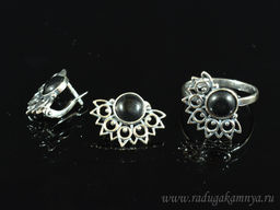 Кольцо Серьги с агатом имитация размер 18