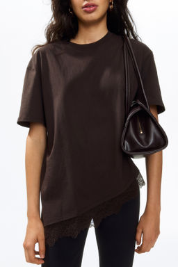 Camiseta con bajo asim?trico de encaje - H&m фото 6
