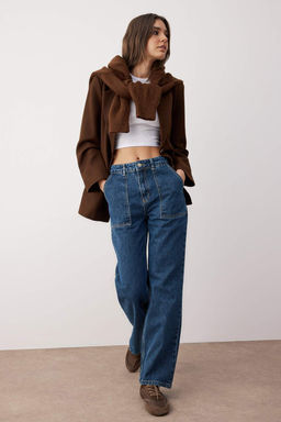 TRENDYOLMILLA Tas Cep Detayl? Yuksek Bel Wide Leg Jeans TWOAW22JE0595  фото 14