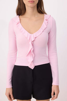 Siyah F?rf?rl? Fitted/Vucuda Oturan Orme Bluz TWOAW26BZ00287 - Trendyolmilla фото 20