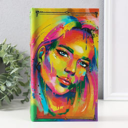 Шкатулка книга - сейф Портрет девушки. Пятна краски, дерево, искусственная кожа, тиснение, 21?13?5 см