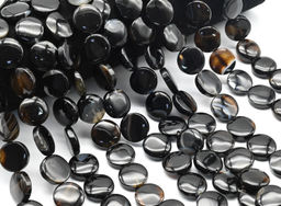 Бусины из агата черного круг 16мм, 40см, 25 бусин Радуга камня