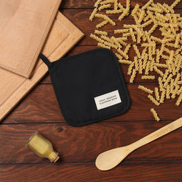 Прихватка Доляна Душевная кухня цв.черный 17х17 рогожка,100% х/л  фото 5