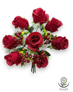 Цветы искусственные Buro роза закрытый бутон 12 веточек 45-50 см в ассортименте фото 3