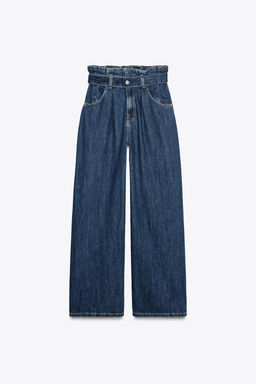 TRF HIGH-WAIST PAPERBAG BELTED JEANS - Zara фото 6