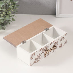 Шкатулка для чая с делениями Грибы и растения. Love, дерево, 23.7?9.5?7.5 см