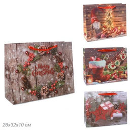 Цена за 12 шт. Пакет подарочный 26х32х10 / 362-61-M /уп 12/480/Новый год