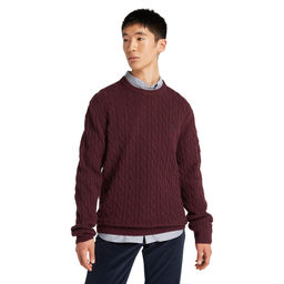 Свитер Timberland Sweater Phillips Brook Lambswool Cable Crew Regular бордовый  фото 4