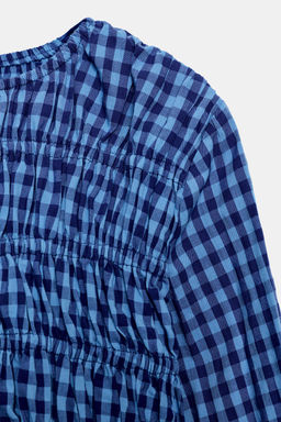 GINGHAM SHIRT WITH ELASTICATED DETAIL - Zara фото 6