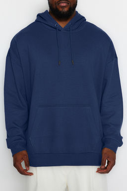 TRENDYOL MAN Siyah Buyuk Beden apusonlu Oversize/Genis Kesim Ici Polar/S?cak Tutan Sweatshirt TMNAW24AO00013 - Trendyolmilla фото 4
