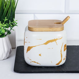 Сахарница 400 мл с ложкой / CF394 /уп 54/ белая