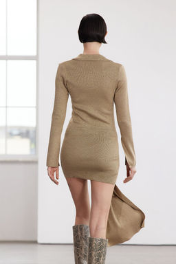 TRENDYOLMILLA Limited Edition Alt?n Mini Triko Simli Baglamal? Elbise TWOAW25EL00240  фото 4