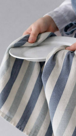 Набор кухонных полотенец 34x70, 2 шт белый/голубой, белый/розовый хлопок - Denastia фото 2