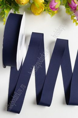 Лента репсовая с волнистыми краями 2.5 см (темно-синий №370) SF-1806