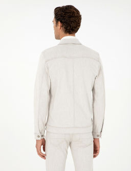 Бежевая джинсовая куртка классического кроя - Cacharel фото 5