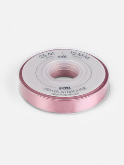 Лента атласная TEIRA, двухсторонняя, 15 мм, 25±1 м, розовая №165