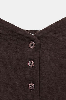 TOP ESCOTE CORAZ?N BOTONES / Marr?n - Zara фото 7