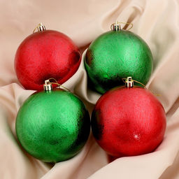 Ёлочные игрушки Калисса, шары новогодние, d=10 см, набор 4 шт., красный/зелёный