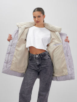 Куртка женская зимняя с капюшоном большого размера фиолетового цвета 1170F - Mtforce фото 17