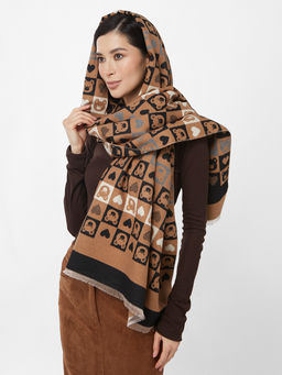 в составе ШЕРСТЬ и КАШЕМИР Большой, мягкий, теплый двусторонний палантин с принтом. - Tantino фото 11