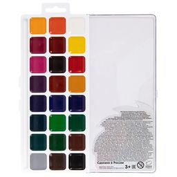 Краска акварель Лео Учись медовые, без кисти в пластиковой упаковке с европодвесом LNW-0124 24 цв  фото 3