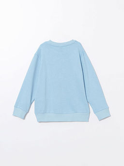 Bisiklet Yaka Bask?l? Uzun Kollu Erkek ?ocuk Sweatshirt