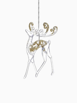 Цена за 2 шт. Ёлочные игрушки 2 шт. Зимнее волшебство. Олень с блеском, 813 см, прозрачно-золотой  фото 8