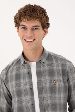 Мужская серая рубашка с длинным рукавом Неожиданная скидка в корзине - U.s. polo assn фото 2