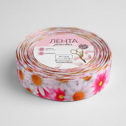Лента репсовая Ромашки, 25 мм, 181 м, разноцветная