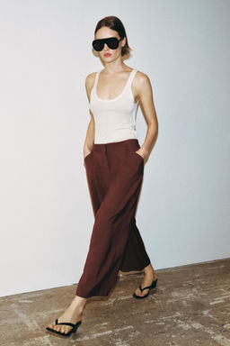 PANTAL?N CULOTTE PINZAS / Burdeos - Zara фото 2