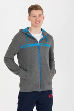 Мужской вязаный кардиган с капюшоном антрацитового меланжа - U.s. polo assn фото 2