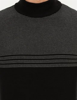 Siyah Slim Fit Yar_m Bal_k__ Yaka Triko Kazak - Pierre cardin фото 6