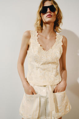 TOP BORDADOS ZW COLLECTION / Crudo / Beige - Zara фото 4