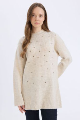 Relax Fit Bisiklet Yaka Tasl? Triko Kazak Tunik