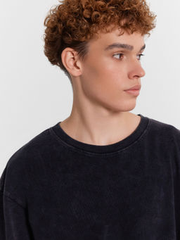 Футболка мужская черная с обработкой эйсид ACID WASH черное олово 111882 - Mark formelle фото 5