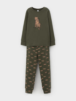 К 1541/хаки,полосатые тигры пижама дет